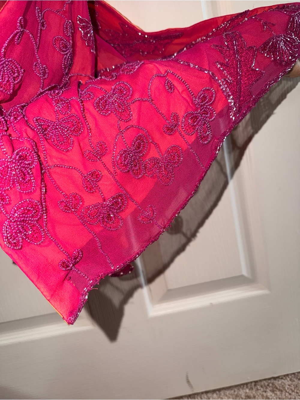 Cache Fuchsia Beaded Maxi Dress with Spaghetti Straps - Picture 7 of 10